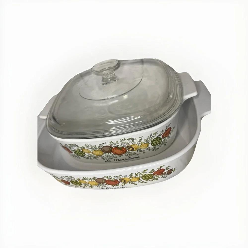 Vtg CorningWare Spice of Life La Marjolaine A-10-B w/Lid, A-2-B‎ 2 Qt Casserole